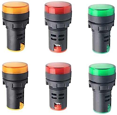 Szliyands 220V 20Ma Energy Saving Led Indicator Light Mounting Hole Size 22Mm (7/8 Inch) Red Green Yellow 6 Pcs #TOP14
