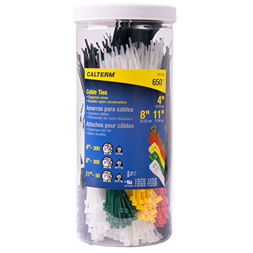 Calterm 71110 4 in, 8 in, & 11 in. Assorted Nylon Cable Tie, Black & Natural