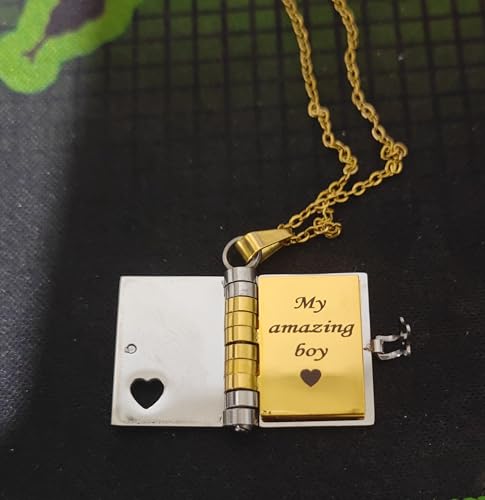 My Little Star Book Necklace,My Incredible Book Necklace for Daughter,My little hero necklace for my son, can be opened and engraved with 6 pages of messages, Birthday Gift Graduation Gift Love Jewelry2