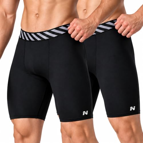 Image of NINQ Mens 2 Pack Polyester Yoga Short Men Summer Running Gym Sports Shorts with Pockets Shorts for Men (in, Alpha, 2XL, Regular, BLACK2)