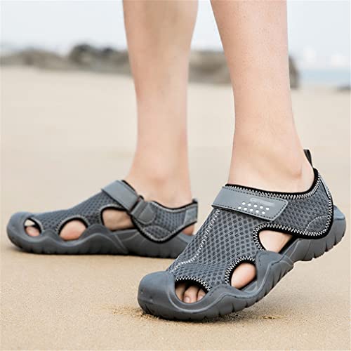 YMGSCC Mens Leather Sandals Mesh Deck Lightweight Beach Sandals Men Outdoor Walking Footwear(D,9) - Image 3