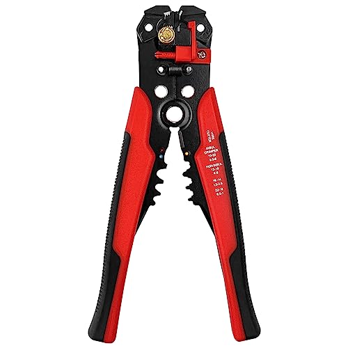 Relota Alicate Pelacables Automático, Pelacables Electricista 200mm, Cortador de Alambre para Cable 10-24 AWG, Alicates de Corte 3 en 1, Crimpador de Terminales para Pelar, Cortar, Engarzar