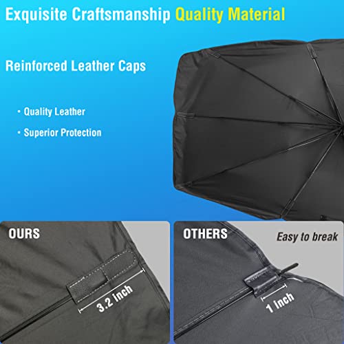 Car Windshield Sun Shade For Ford F150 Silverado Ram, Tegik Umbrella Sunshade For Truck, Front Window Sun Visor Blocker (59×31 Inch) #TOP2