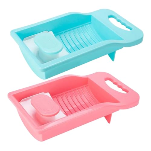 Healeved 2pcs Hand-Washed Washboard Laundry Tool Set Handle for Compact Washing of Socks Underwear and Gentle Laundry Home Use