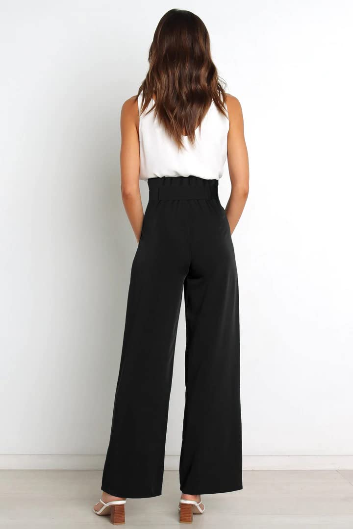Donna Pantaloni Stile OL Office Wear da Pendolare Fluidi da Lavoro Con Cintura a Gamba Larga