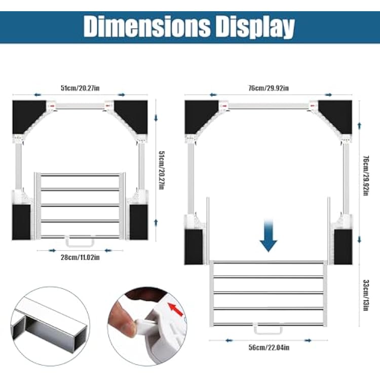 Washer Dryer Stacking Kit, Universal 29/28/27/26/25/24 Stackable with Pull-Out Drying Rack, Adjustable Stacking Kit for Washer and Dryer, Connecting Frame with Ratchet Strap