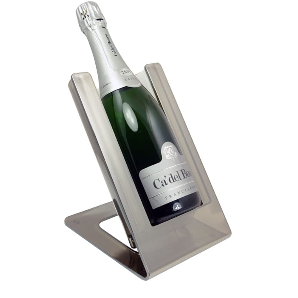 Dvm Stand Refrigerante - Contatto - Gelette Termica Vino - per Bottiglie Standard da 75 cl (Contatto Metal Silver, Elemento Bianco)