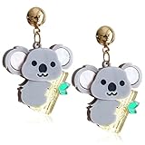 SLSF Cute Funny Acrylic Australian Koala Bear On Tree Dangle Drop Earrings Unique Personalized Animal Stud Earrings Jewelry For Women Statement Gifts (Grey)