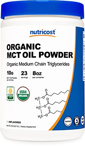 Nutricost Organic MCT Oil Powder 8oz (.5 LB) - Certified USDA Organic, Great for Keto, Ketosis and Ketogenic Diets - Zero Net Carbs (Medium Chain Triglyceride)