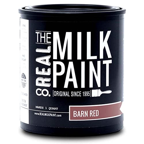 Real Milk Paint, Wood Paint For Furniture, Matte Paint For Cabinets, Walls, Brick, And Stone, Water Based Organic, No Voc, Barn Red, 1 Quart #TOP18