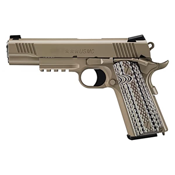Pistola de Airsoft de Gas blowback USMC M45 A1 en Color Tan de la Marca y Fabricante japonés Tokyo Marui. Potencia < 1 J