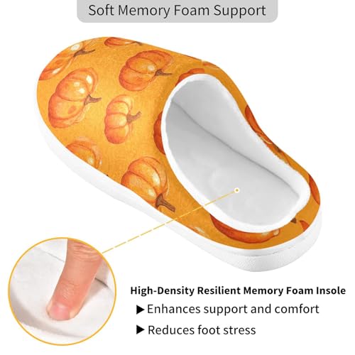 JUNZAN Fall Pumpkins Mens House Cotton Slipper Wide Memory Foam House Shoes for Travel Christmas Presents 6-72