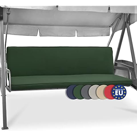 Beautissu Hollywoodschaukel 3 Sitzer Polsterauflagen 2er Set Sitzkissen & Rückenkissen 180x50cm - Waschbare Outdoor Auflage für Hollywoodschaukel Sitzpolster Dunkelgrün mit Reißverschluss - Loft HS Cover