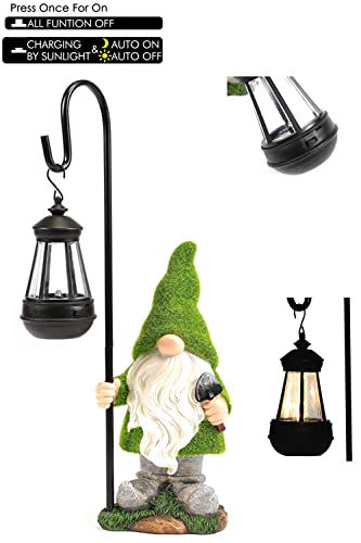 Reyiso 12In Solar Outdoor Gnomes Garden Statues Clearance - Funny Garden Gnome Statue With Solar Lights - Outdoor Garden Decorations - Spring Decor For Patio Yard Lawn Porch - Unique Gnomes Gifts #TOP5