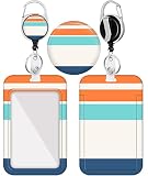 Plifal Badge Holder with Retractable Reel, Unique Stripe ID Name Tag Work Badge Clip Heavy Duty Vert