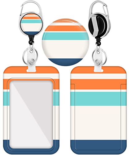 Plifal Badge Holder With Retractable Reel, Unique Stripe Id Name Tag Work Badge Clip Heavy Duty Vertical Card Protector Cover Case For Work Office Nurse Medical Student Teacher Women Men #TOP18