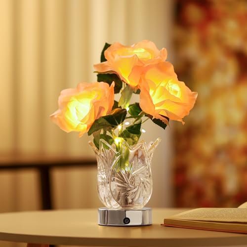 Image of Champagne Rose LED Night Light, The Perfect Gifts for Home Decor for Women, Womens Mom Wife Friends for Her Valentine Anniversary Christmas Birthday Gifts (Champagne)