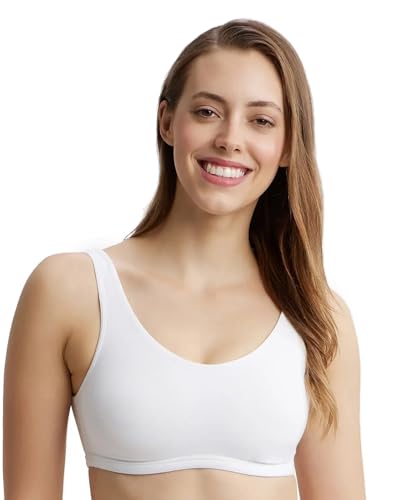 Image of Jockey 1550 Women's Super Combed Cotton Elastane Stretch Slip On Crop Top with Stay Fresh Treatment Bra