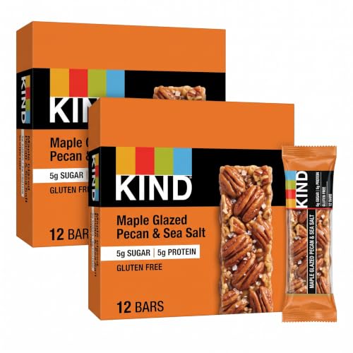 KIND Nut Bars,Maple Glazed Pecan &amp; Sea Salt,Healthy Snacks,Gluten Free,Low Sugar,5g Protein,(Pack of 24)