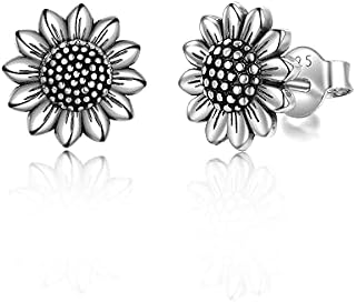 VONALA 925 Sterling Silver Sunflower Earrings Flower Jewellery Birthday Gifts for Women Girls