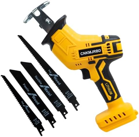 Cordless Reciprocating Saw Compatible with Dewalt 20V Max Battery(NO Battery), Power Recipro Saw,0-3000 SPM Variable Speed, Tool-Free Blade Change, 4 Blades Kit for Wood/Metal/PVC Cutting