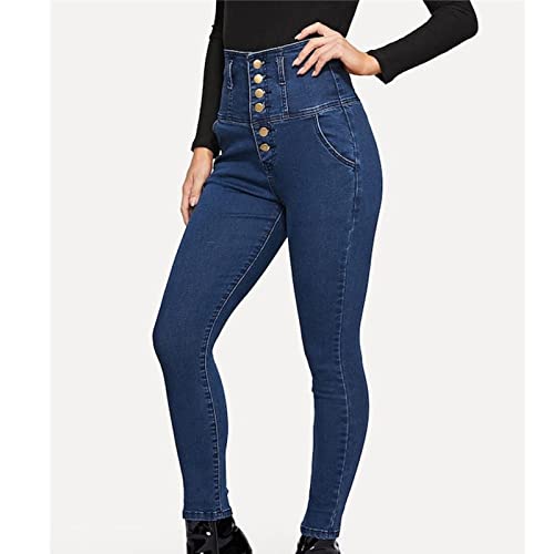 Women's High Breasted Stretch Slim Jeans High Waisted Button Up Classic Jeans Curvy Butt Lifting Skinny Denim2