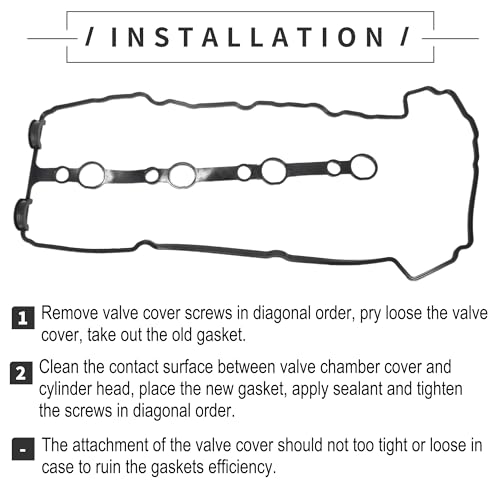 Image of Motoforti Valve Cover Gasket, Cylinder Head Valve Seal Gasket, for Suzuki SX4 RW420 GYA51S 2.0L 4 Cyl, MP, J20B, 16V, VVT, DOHC, Rubber, No.1118978K00, Black