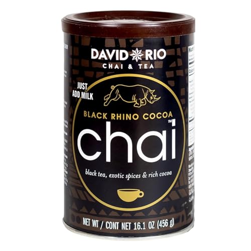 David Rio Black Rhino Cocoa Chai I 456g Dose I veganer Chai Latte mit Schwarztee, Kakao & Masala-Gewürzen, cremiger Schokolade