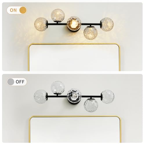Image of LED Bathroom Vanity Light Fixtures,Modern Black Makeup Bathroom Lighting