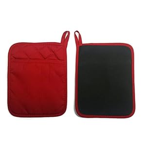Home Collection Set of 2 Red And 2 Black Neoprene Pot Holders