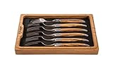 laguiole en aubrac küchenmesser Backen Edelstahl satiniert Laguiole En Aubrac 6 Gabeln Olivenholz - Original aus Frankreich