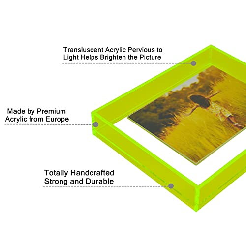 Happydino 11X14 Floating Frame Acrylic Neon Picture Frame Freestanding Translucent Colored Decorative Photo Frame For Wall Mounting Tabletop Desk Gallery Display, Neon Green #TOP2