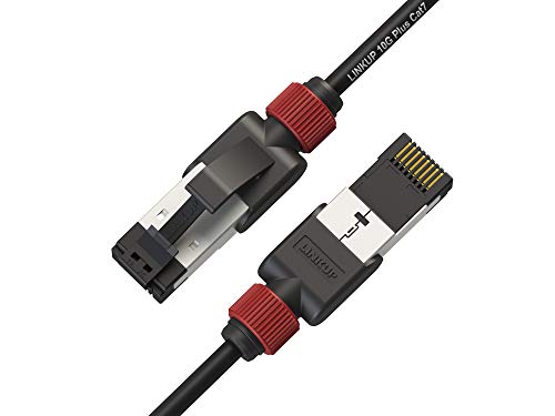 LINKUP - [Certificado por Fluke] Cable Ethernet Cat7 30cm (Paquete de 12) Cables de conexión RJ45 S/FTP Doble Blindaje 10G | para Rojo de Internet LAN Conmutador Panel Enrutador Gaming | 30AWG Negro
