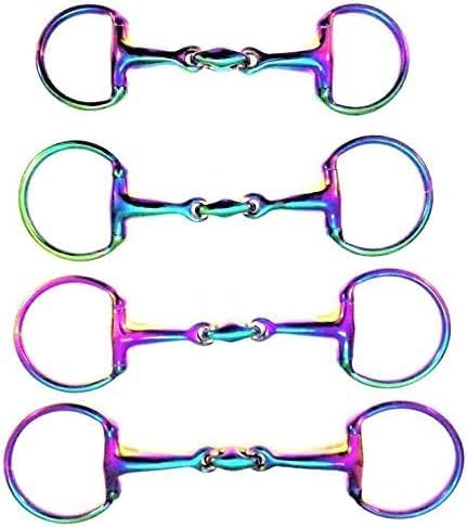 EXTREME Rainbow Stainless Steel Jointed Egg Butt Snaffle Horse Bit – Multi-Colour Training & Riding Bit