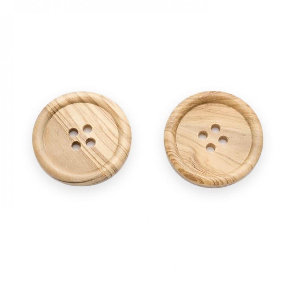 Minerva Botones redondos grandes de madera natural (paquete económico) de 51 mm, paquete de 10 unidades