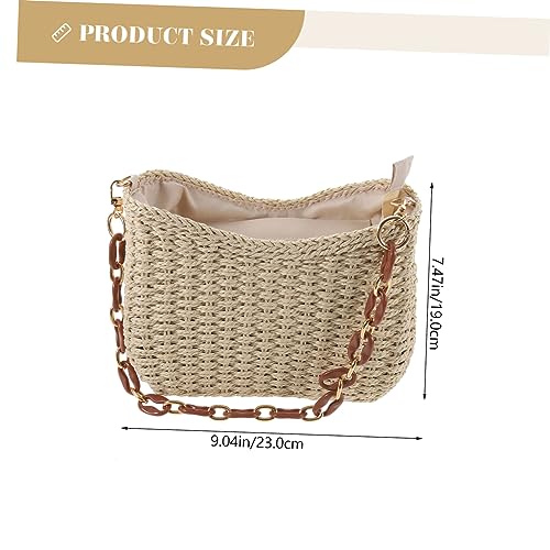 FRCOLOR Woven Beach Tote Bag for Women Portable Straw Handbag with Sturdy Structure for Daily Shopping Outdoor Picnics and Beach Parties Lightweight and Durable Summer2