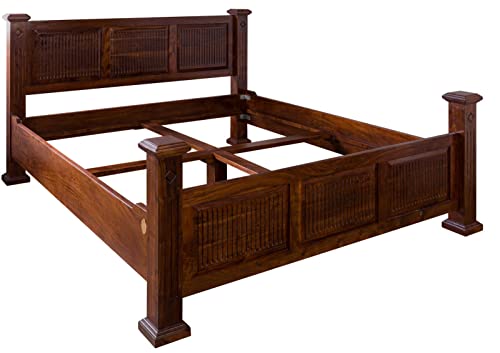 Massivmoebel24.de Bett Akazie 200x200x114 Nougat lackiert Oxford #133