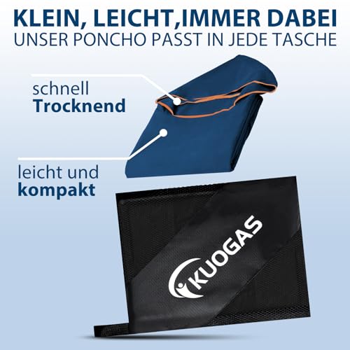 KUOGAS Badeponcho Damen& Herren,Poncho Handtuch, Mikrofaser-Surf Poncho, Badeponcho Handtuch, aus Mikrofaser auch als Umkleidehilfe Strand (Dunkelblau, L)