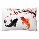EKOBLA Funda de almohada con diseño de peces japoneses, 50 x 76 cm