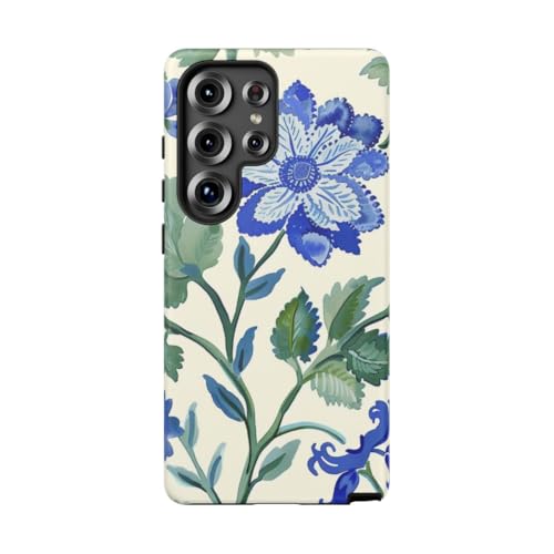 Coque mate rigide Samsung S25 Ultra bleu floral contre les rayures