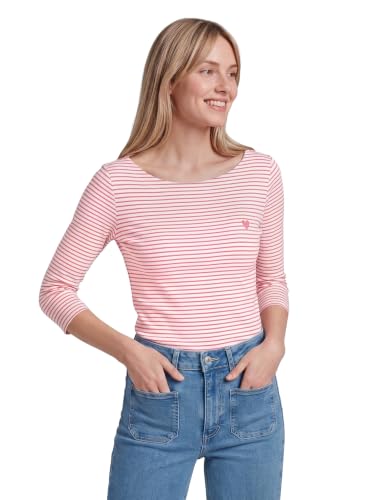 TOM TAILOR Le signore Maniche lunghe a righe 1024035, 26034 - White Peach Small Stripe, XS