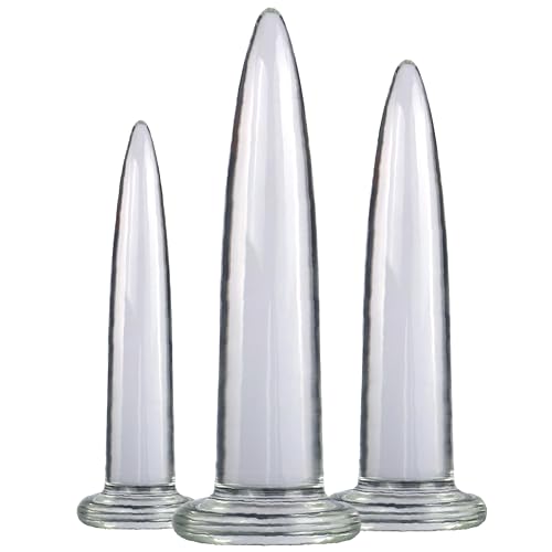 3PCS Glass Anal Training Sets Anal Dilator Set Crystal Clear Anal Butt Plug for Anal Dilation and Training G-Spot Stimulation Anal Sex Toys for Adult Female Men Women Gay and Couples
