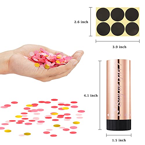 Lezero Baby Gender Reveal Confetti Cannon, 6 Pack Mini Confetti Cannons For Boy Or Girl Gender Reveal Surprise Party Supplies, Easy To Portable And Use, Hide Tips Stickers Include - Pink #TOP5