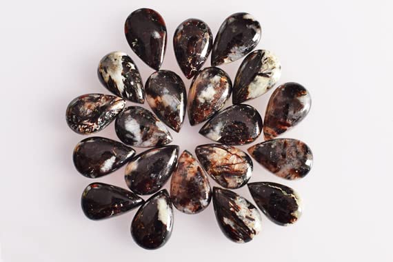 Cabochons en astrophyllite naturelle forme poire 20ct pour la création de bijoux uniques