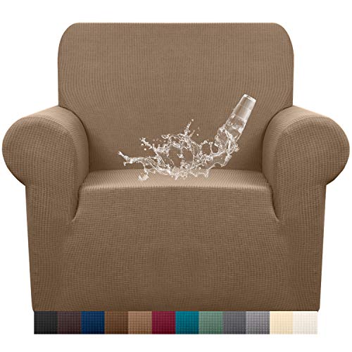 Granbest Premuim Water Repellent Armchair Covers 1 Piece Stretch Chair Slipcover for Living Room Non Slip Chair Protector Jacquard Sofa Cover 1 Seater Chair Covers (1 Seater