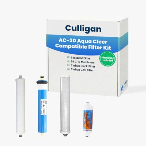 Culligan AC-30 Replacement Filters Kit with RO Membrane Compatible with Culligan AC-30 4-Stage Reverse Osmosis System AC-30 Filter Replacement Set Sediment Carbon & Post Filter