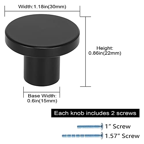 LONTAN 4 Stück Schrankknöpfe möbelknöpfe Schwarz küchenknöpfe schwarz knauf für schrank knöpfe für Küchenschränke knauf Runde Schubladenknöpfe für Schlafzimmer, Badezimmer