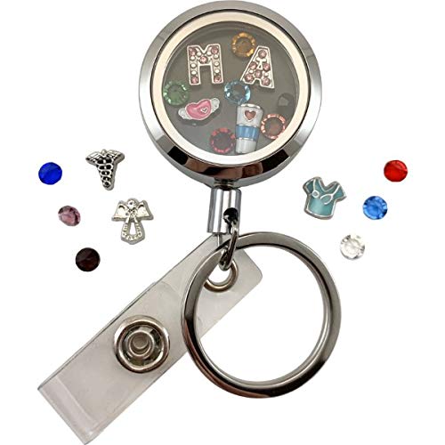 Real Charming Custom One-Piece Floating Charm Stainless Steel Vessel with Sturdy Screw Top Lid and Key Ring Retractable Heavy Duty Belt Clip ID Badge