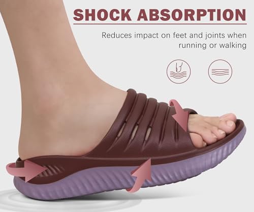 Image of KuaiLu Womens Recovery Sandals With Comfortable Plantar Fasciitis Support,Ladies Orthotic Open Toe Sport Slides Thick Cushion Reduces Stress on Feet,Joints & Back Post-Exercise