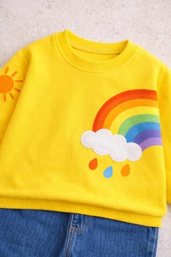 Image of Googo Gaaga Printed Sweat Shirt with Denim Pant for Boys - Cotton Clothing Set for Baby Boy | Soft Fabric Full Sleeves Sweat Shirt | Regular Fit Kids Outfit | Rainbow (18-24M)